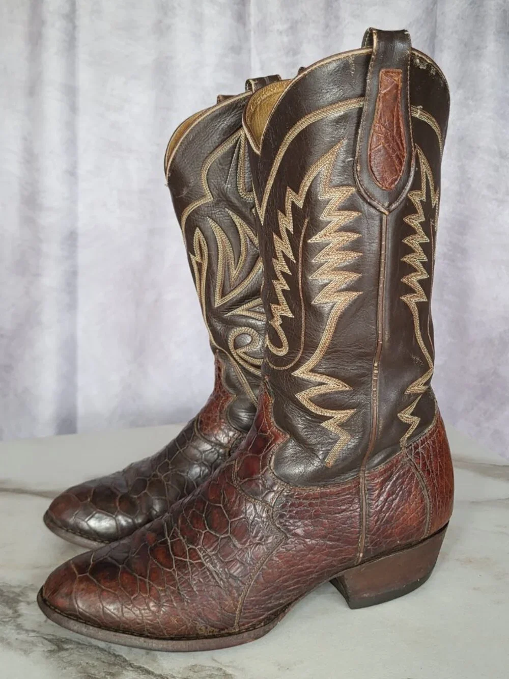 Masters Pre-Ban Vintage Turtle Western Cowboy Boots Brown Men's Size 8 - Picture 5 of 16